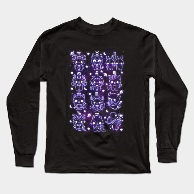 Kawaii zodiac signs Long Sleeve T-Shirt by NemiMakeit